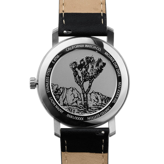 California Watch Co. Mojave Leather Black Silver angled shot picture