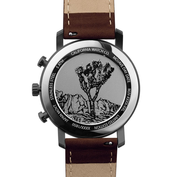 California Watch Co. Mojave Leather Dark Brown Green angled shot picture