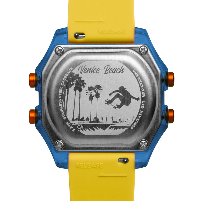 California Watch Co. Venice Beach Digital Blue Yellow angled shot picture