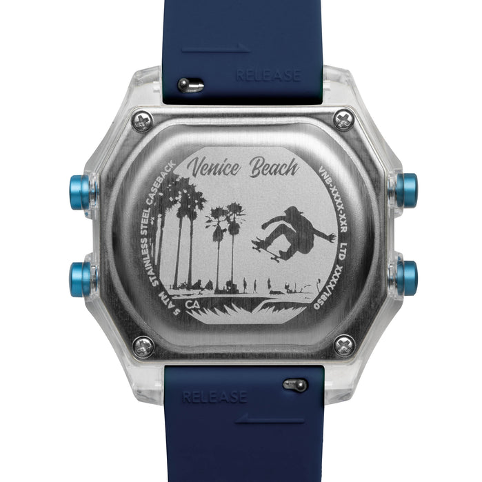 California Watch Co. Venice Beach Digital Clear White Navy angled shot picture