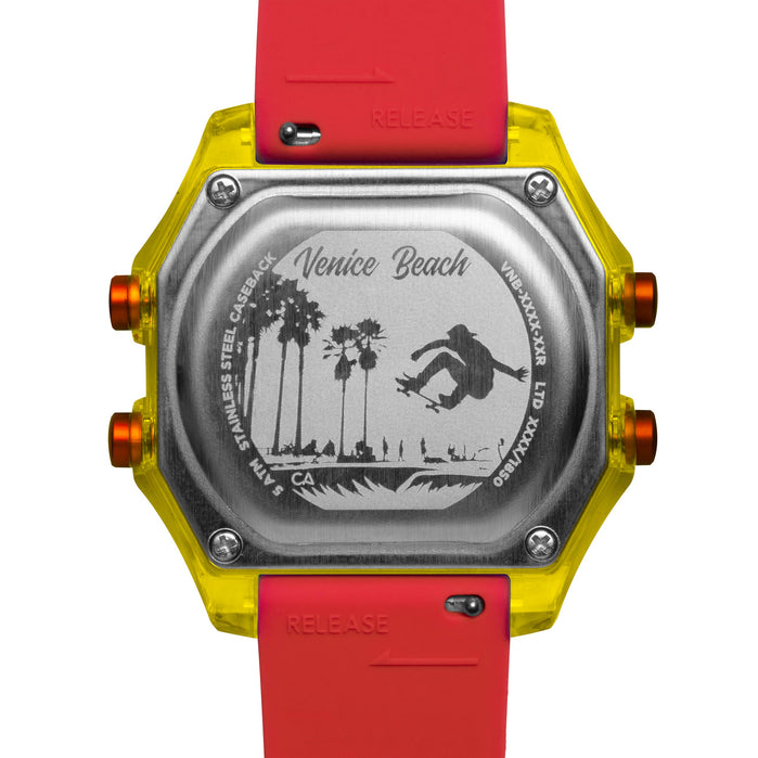 California Watch Co. Venice Beach Digital Yellow Blue Red angled shot picture