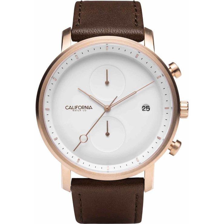 California Watch Co. Golden Gate Chrono Leather Rose Gold White