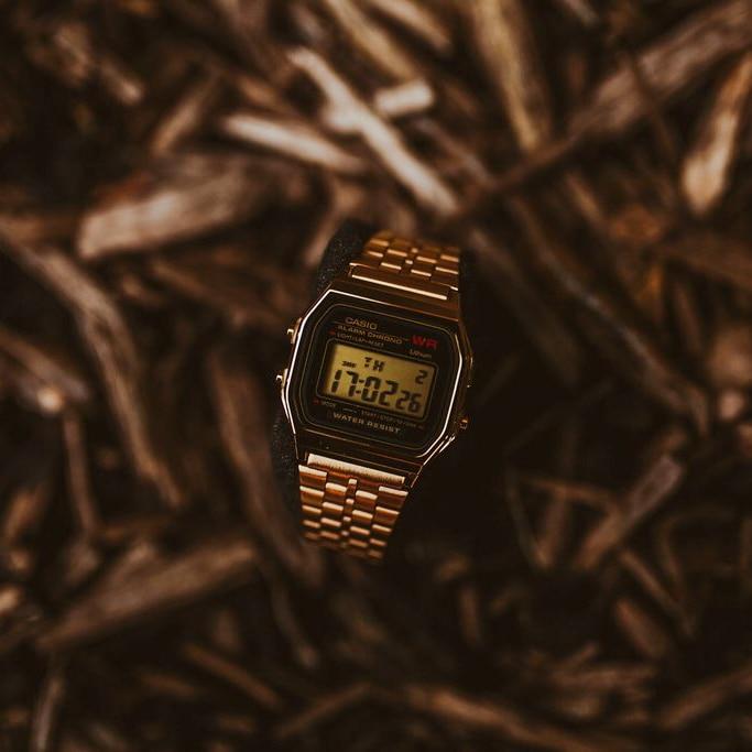 Casio Vintage Digital Black Gold Watches.com