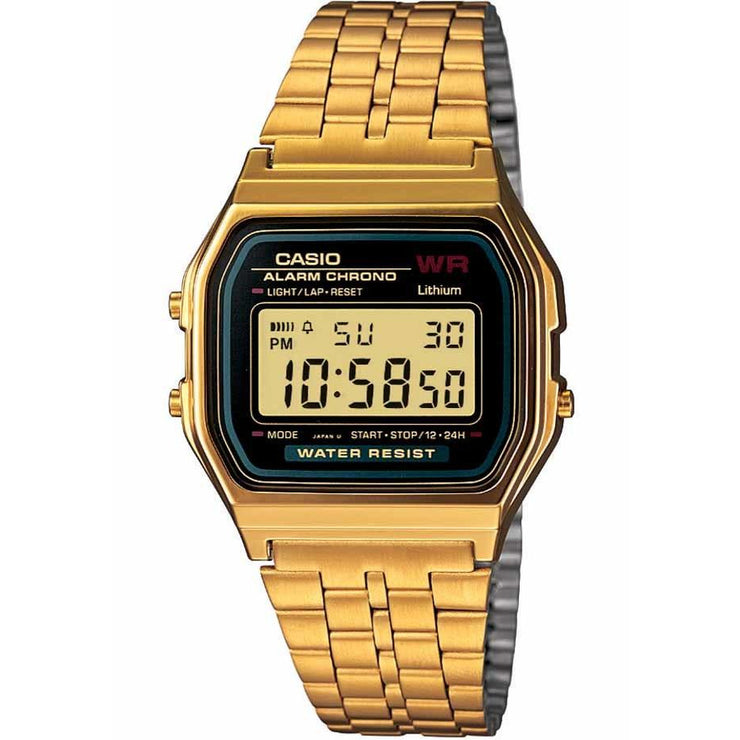 Casio Vintage Digital Black Gold Watches.com