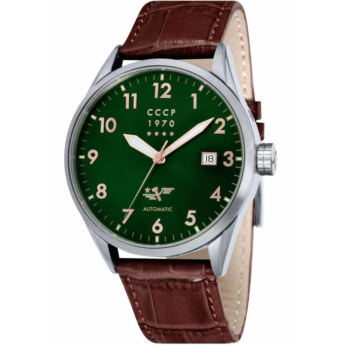 CCCP Golden Soviet Submarine Automatic Silver Green Brown angled shot picture