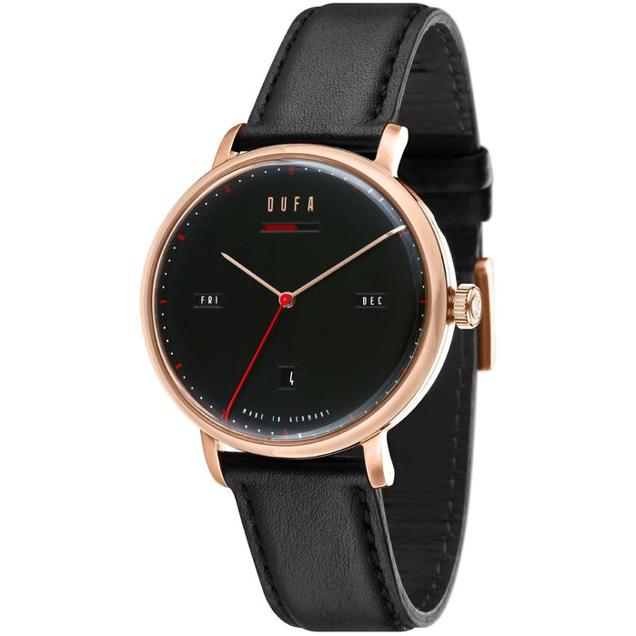 DuFa Aalto Automatic Power Reserve Rose Gold Black angled shot picture
