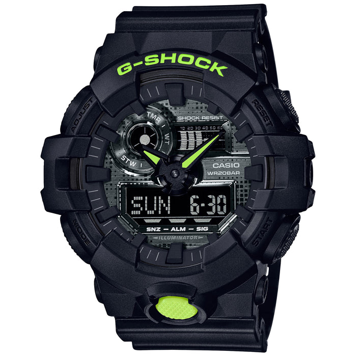 G-Shock GA700 Ana-Digi Digital Camo Black angled shot picture
