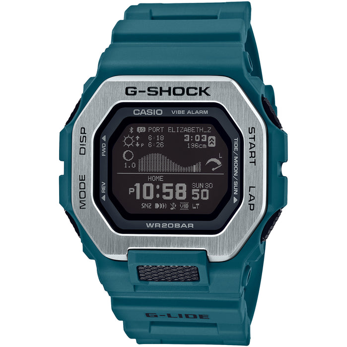 G-Shock G-Lide Tidal Connected GBX100-2 Teal Silver angled shot picture