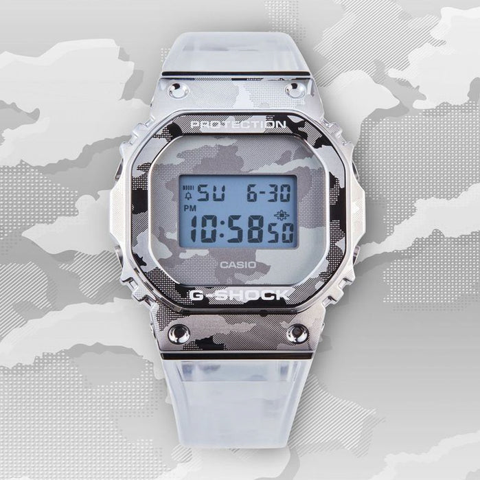 G-Shock GM5600SCM Metal Camo Silver Clear Limited Edition angled shot picture
