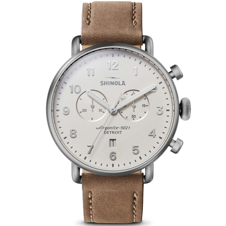 Shinola The Canfield 43mm Chronograph White Beige