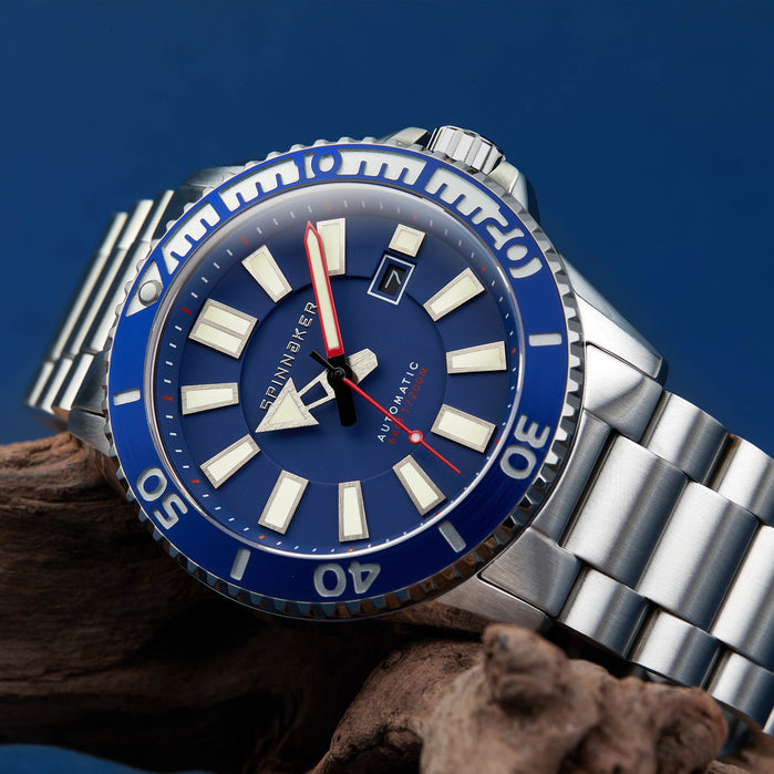Spinnaker Amalfi Automatic Silver Blue angled shot picture