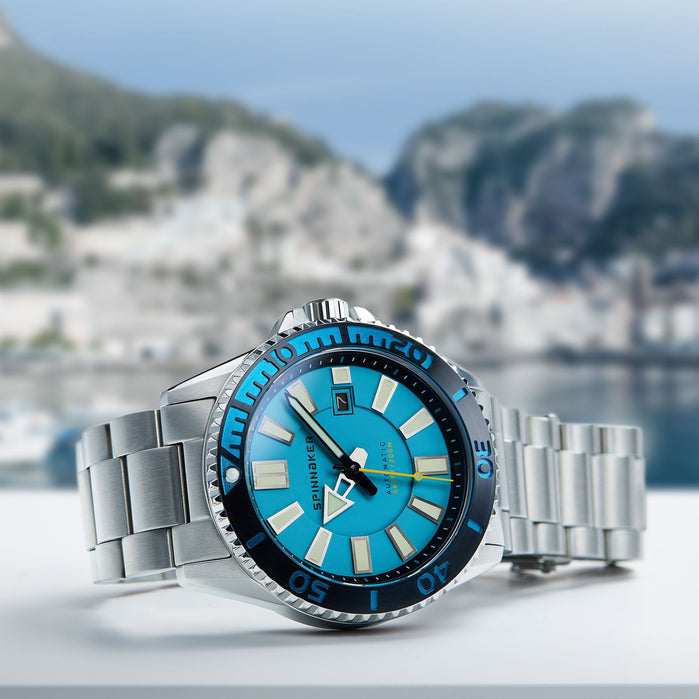 Spinnaker Amalfi Automatic Silver Light Blue angled shot picture