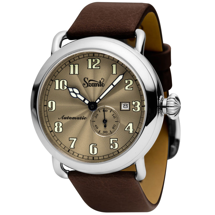 Szanto Officer's Classic Automatic Silver Brown