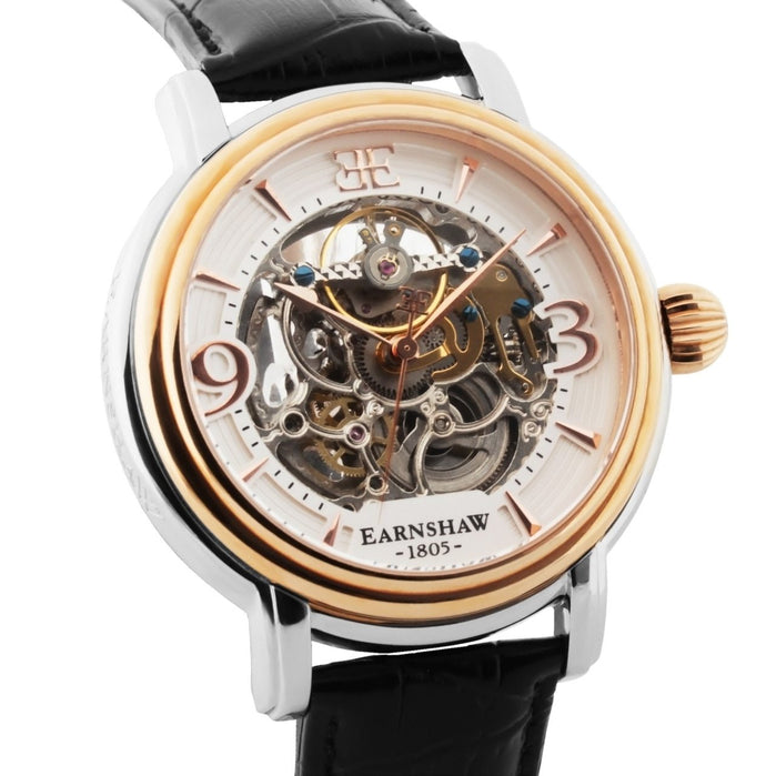 Thomas Earnshaw Longcase Automatic Silver Rose Gold angled shot picture