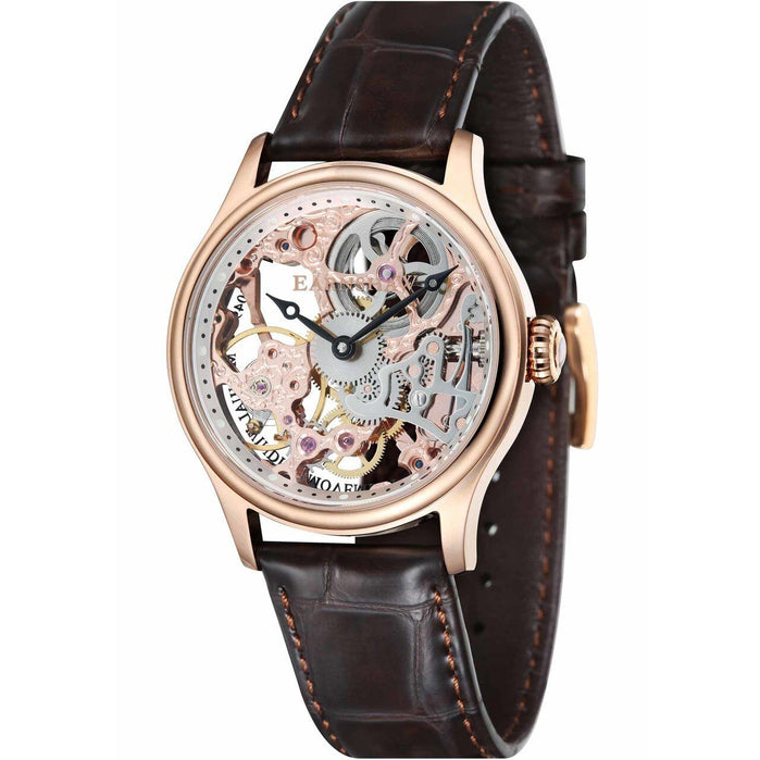 Thomas Earnshaw Bauer Hand Wind Skeleton Rose Gold angled shot picture