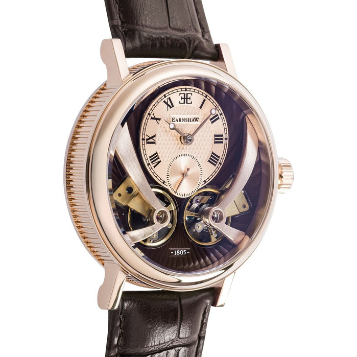 Thomas Earnshaw Beaufort Anatolia Automatic Rose Gold Brown angled shot picture