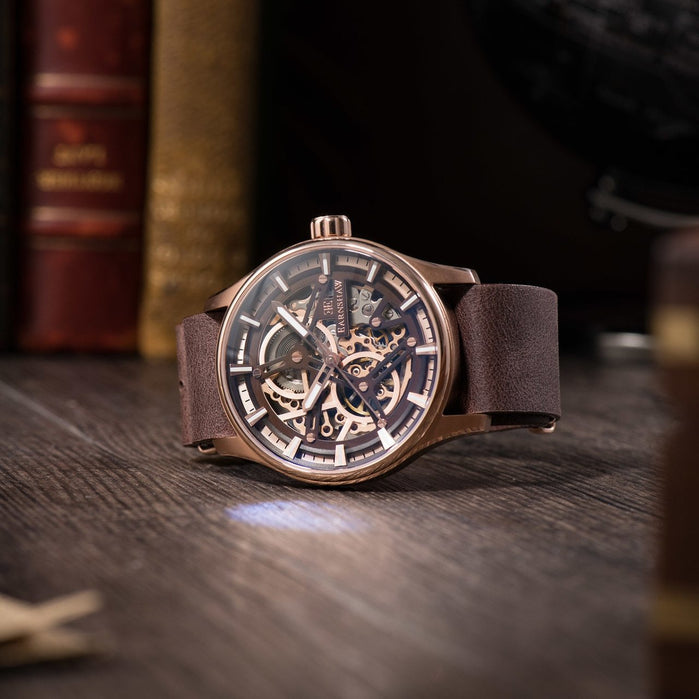 Thomas Earnshaw Beagle Automatic Woolwich Edition Rose Gold Brown angled shot picture