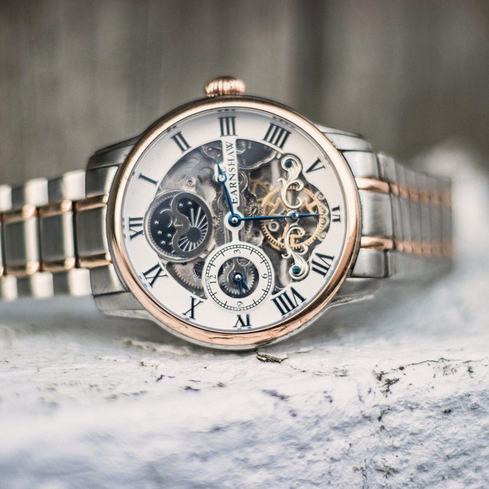 Thomas Earnshaw Longitude Automatic Silver Rose Gold angled shot picture