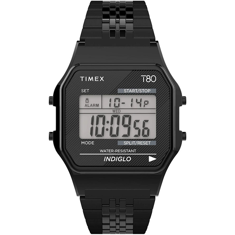 Timex T80 Digital Black SS | Watches.com