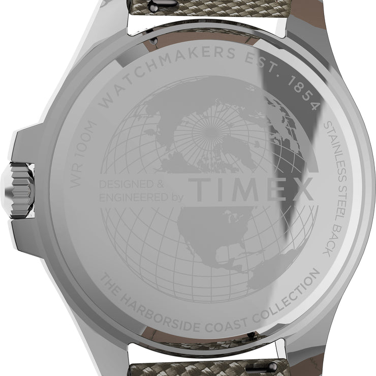 Timex Harborside Coast 43mm Silver Black Tan