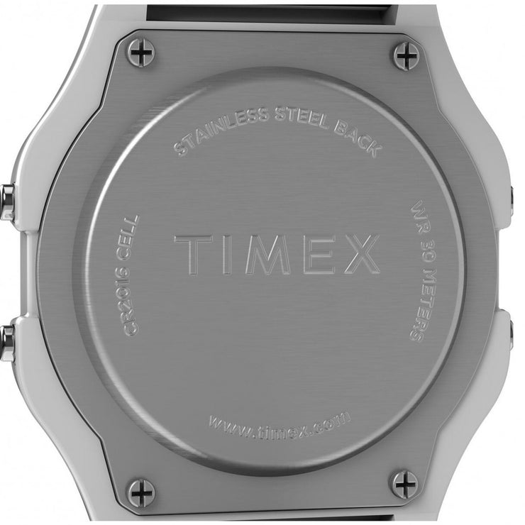 Timex T80 Digital Perfect Fit White SS