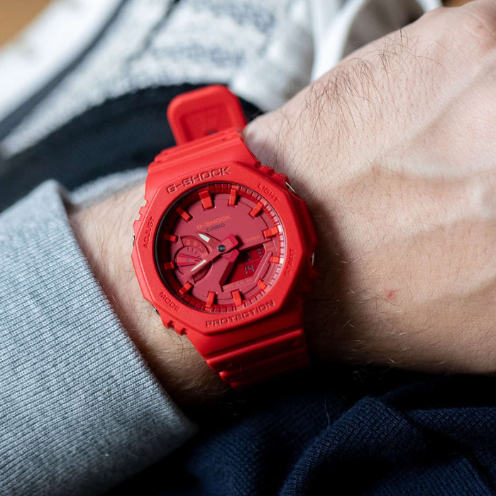 G-Shock GA2100 Carbon Core Guard Ana-Digi Red Out angled shot picture