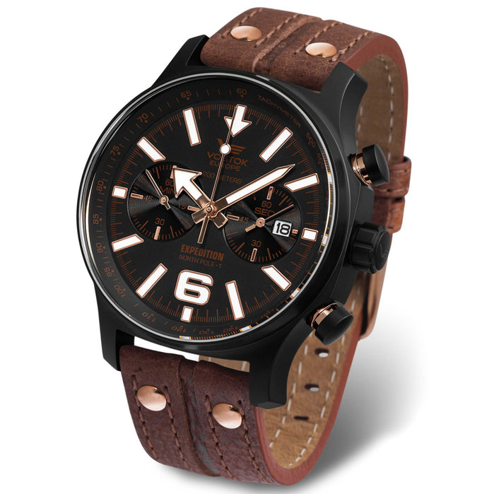 Vostok-Europe Expedition North Pole Chrono Black Brown angled shot picture
