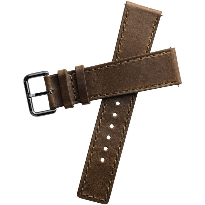 Xeric 22mm Horween Chromexcel Leather Brown Strap Gun Buckle angled shot picture