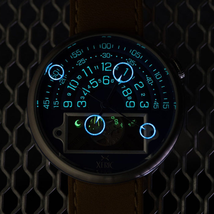 Xeric Halograph II Automatic Navy Tan Limited Edition angled shot picture