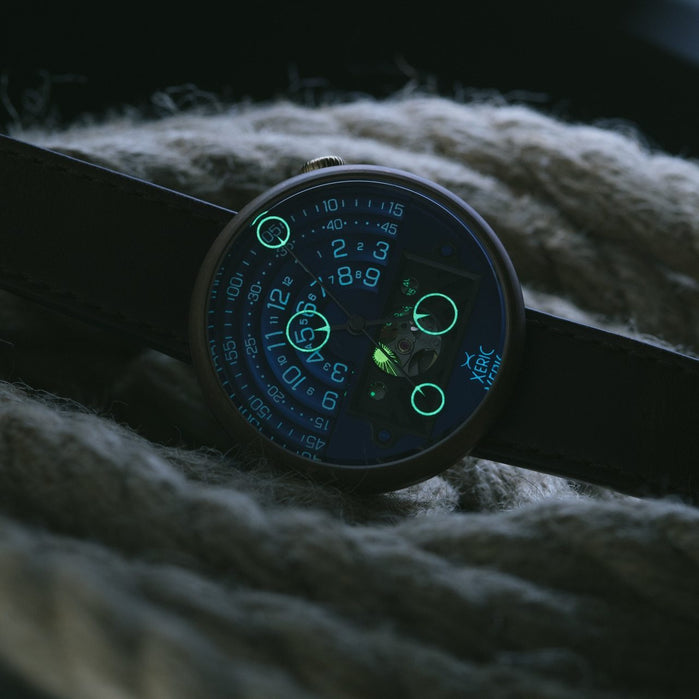 Xeric Halograph II Automatic Bronze Blue Limited Edition angled shot picture