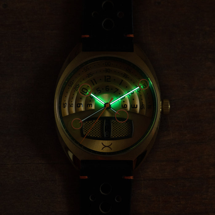Xeric Halograph III Automatic Vintage Gold angled shot picture