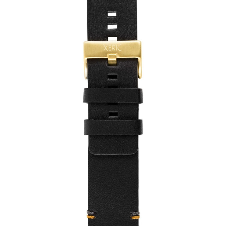Xeric 24mm Smooth Black/Gold Leather Strap