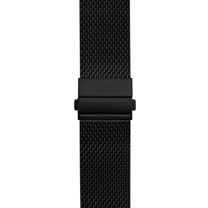 Xeric 20mm Black PVD Mesh Bracelet with Deployant Clasp angled shot picture