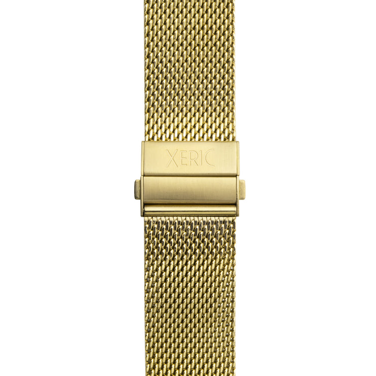 Xeric 20mm Gold PVD Mesh Bracelet with Deployant Clasp