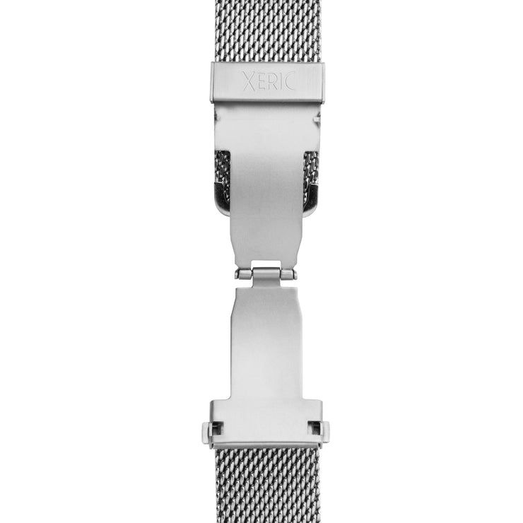 Xeric 20mm Silver PVD Mesh Bracelet with Deployant Clasp
