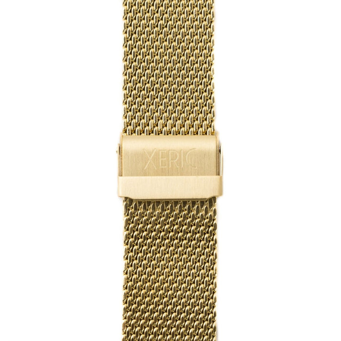 Xeric 22mm Gold PVD Plated Mesh Strap angled shot picture