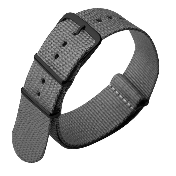 Xeric 22mm Military Strap Grey with Gunmetal Hardware angled shot picture
