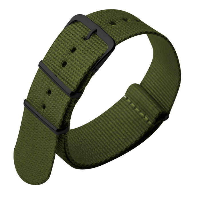 Xeric 22mm Military Strap Army Green with Gunmetal Hardware angled shot picture