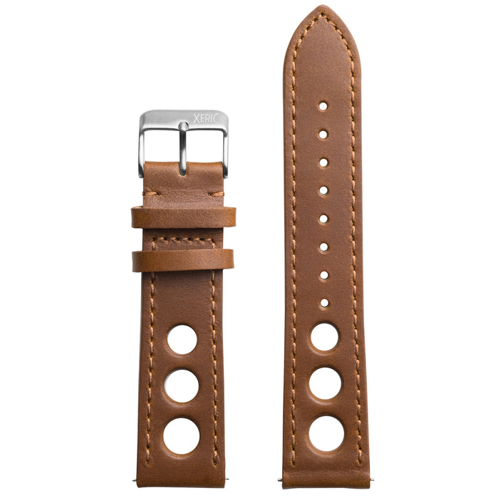 Xeric 22mm Horween Leather Rally Tan Strap angled shot picture