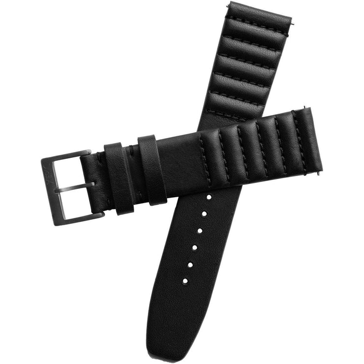 Xeric 20mm Ribbed Horween Leather Black Strap Gunmetal Buckle
