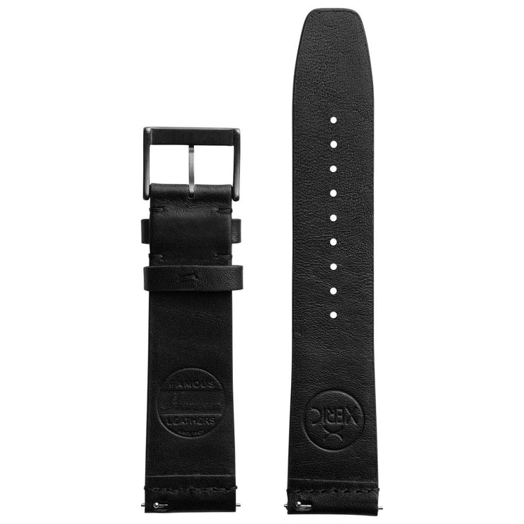 Xeric 20mm Ribbed Horween Leather Black Strap Gunmetal Buckle