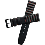 Xeric 22mm Ribbed Horween Leather Black/Red Strap Black Buckle
