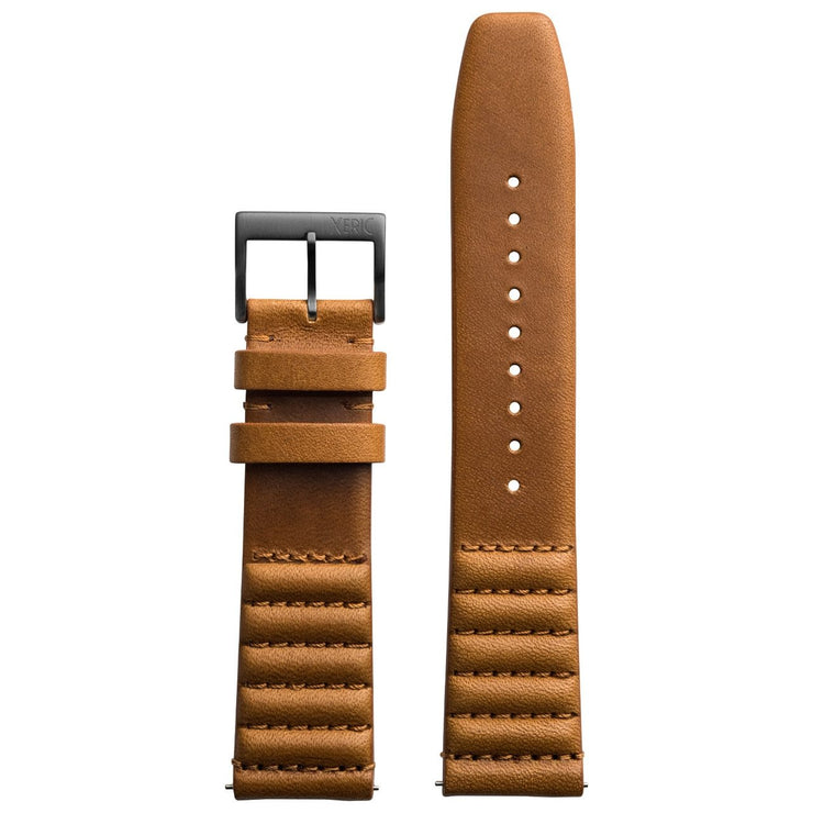Xeric 22mm Ribbed Horween Leather Tan Strap Gun Buckle