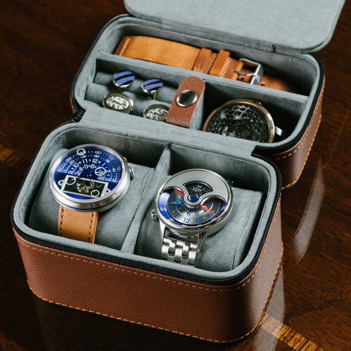 Xeric Two Watch Brown Travel Case angled shot picture